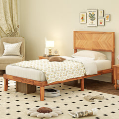 Twin/Full/Queen Size Bed Frame with Headboard and Storage Space