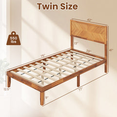 Twin/Full/Queen Size Bed Frame with Headboard and Storage Space