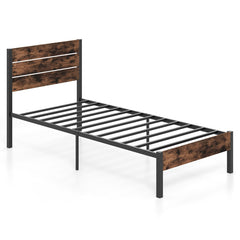 Full/King/Queen/Twin Size Bed Frame with High Headboard and Mute Bar