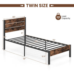 Full/King/Queen/Twin Size Bed Frame with High Headboard and Mute Bar