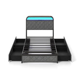 Twin/Full/Queen Size Bed Frame with LED Lights and Charging Station