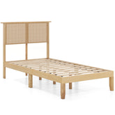 Twin/Full/Queen Size Bed Frame with Rattan Headboard