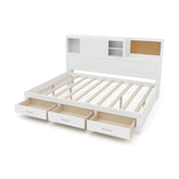 Twin/Full Size Wooden Daybed with 3 Drawers with Storage Shelves