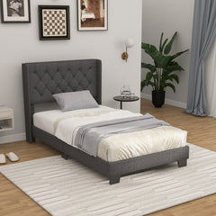 Twin/Full/Queen Size Modern Fabric Upholstered Platform Bed with Button Tufted Headboard