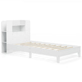 Twin Size Wooden Platform Bed Frame with Bookcase Headboard