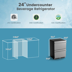 24 Inch Under Counter Dual Drawer Fridge with 37?-64? Temperature Range