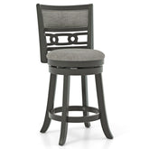 Counter Height Bar Chair with Wooden Frame Swivel Seat and Footrest for Pub Bar Restaurant