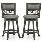 Set of 2 Bar Height Bar Chair with Wooden Frame Swivel Seat and Footrest for Pub Bar Restaurant