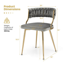 Upholstered Dining Chairs with Golden Metal Legs for Living Room