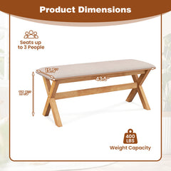 Upholstered Entryway Bench Rubber Wood Bench with Thick Padded Seat