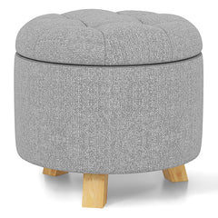 Upholstered Round Ottoman with Solid Rubber Feet
