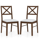 Upholstered Side Dining Chairs Set of 2 with Rubber Wood Frame