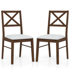 Upholstered Side Dining Chairs Set of 2 with Rubber Wood Frame