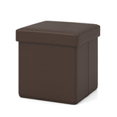 Upholstered Square Footstool with PVC Leather Surface for Bedroom