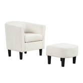 Upholstered Teddy Velvet Club Barrel Chair with Ottoman with Footrest