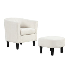 Upholstered Teddy Velvet Club Barrel Chair with Ottoman with Footrest