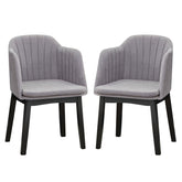 Upholstered Velvet Accent Modern Dining Chairs Set of 2 with Curved Backrests