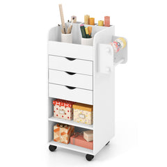 Utility Trolley with Open Shelves and 3 Drawers