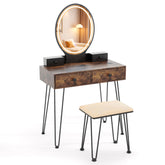 Vanity Desk with Mirror and Lights for Bedroom