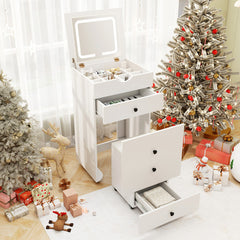 3-in-1 Vanity Set with Cushioned Stool and Flip-up Mirror