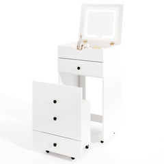 3-in-1 Vanity Set with Cushioned Stool and Flip-up Mirror