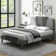 Full/Queen/Twin Velvet Upholstered Bed Frame with High Headboard