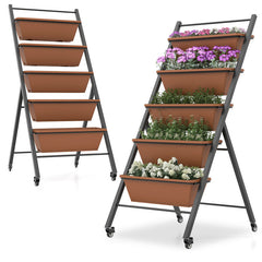 5-Tier Raised Garden Bed with Wheels and Container Boxes
