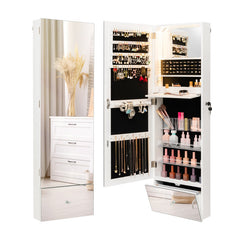 Wall Mounted Jewelry Armoire Organizer with Full-Length Frameless Mirror
