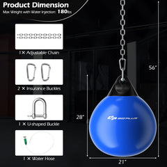21 Inch Water Punching Bag with Adjustable Metal Chain