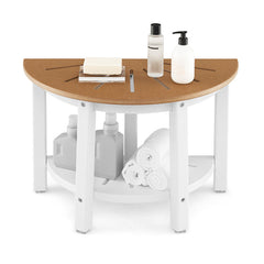 Heavy Duty HDPE Shower Bench with Semicircular Seat and Storage Shelf