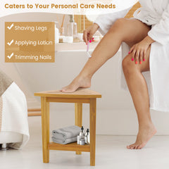18 Inches Waterproof Shower Stool with Storage Shelf