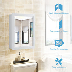 Mirrored Bathroom Medicine Cabinet with Single Door and Adjustable Shelf