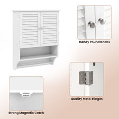 2-Doors Bathroom Wall-Mounted Medicine Cabinet with Towel Bar