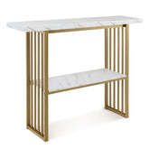 48 Inch 2-Tier Console Table with Gold Finished Frame