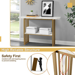 48 Inch 2-Tier Console Table with Gold Finished Frame