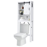 3-Tier Wodden Bathroom Cabinet with Sliding Barn Door and 3-position Adjustable Shelves