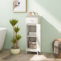 Bathroom Floor Storage Cabinet with Drawer and Shutter Door Cabinet