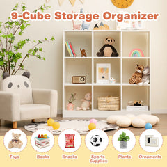 Modern 9-Cube Bookcase with 2 Anti-Tipping Kits for Books Toys Ornaments