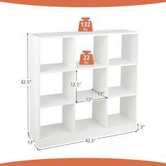 Modern 9-Cube Bookcase with 2 Anti-Tipping Kits for Books Toys Ornaments
