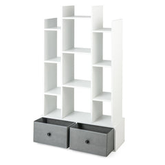 12-Tier Open-Back Freestanding Bookshelf with Drawer