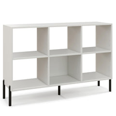 6-Cube Storage Bookcase 3-Tier Wooden Open Bookshelf with 5 Metal Legs