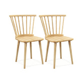 Windsor Dining Chairs Set of 2 Rubber Wood Kitchen Chairs with Spindle Back