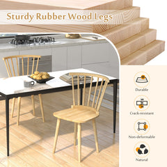 Windsor Dining Chairs Set of 2 Rubber Wood Kitchen Chairs with Spindle Back