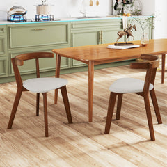 Wood Dining Chair Set of 2 with Padded Seat and Curved Back
