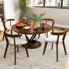 Wood Dining Chair Set of 2 with Padded Seat and Curved Back