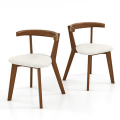 Wood Dining Chair Set of 2 with Padded Seat and Curved Back