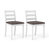 Set of 2 Rubber Wood Dining Chairs with Upholstered Seat