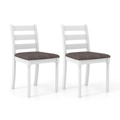 Set of 2 Rubber Wood Dining Chairs with Upholstered Seat