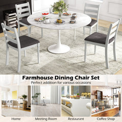 Set of 2 Rubber Wood Dining Chairs with Upholstered Seat