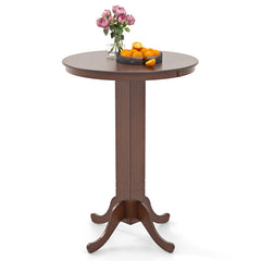Wood Pub Round Dining Table with Pedestal Base